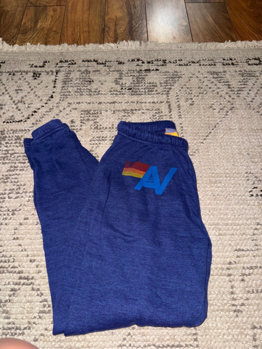 size S Navy Blue AV Logo Jogger Pants